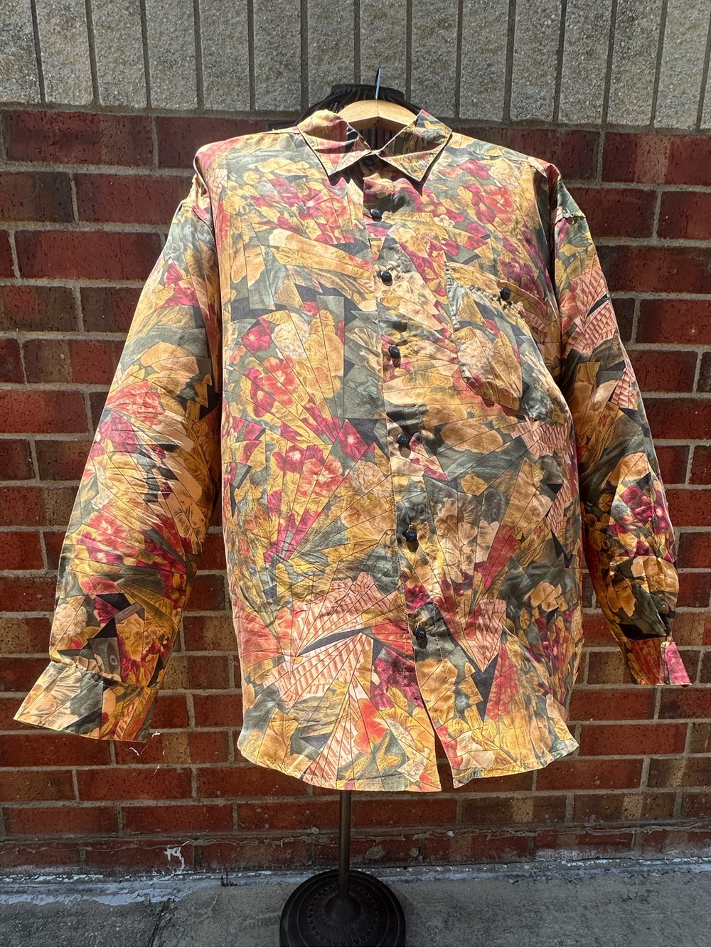 One Eight Hundred 100% Silk Button-Up Abstract Shirt Art Dad Resort Luxury